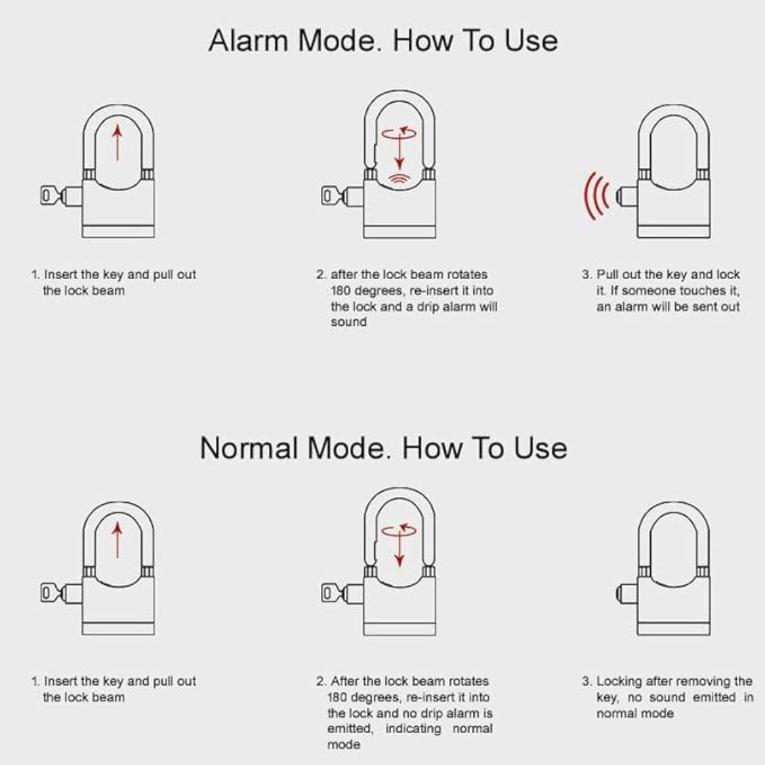 Alarm Security Lock,Motion Sensor Siren and 3 Keys,